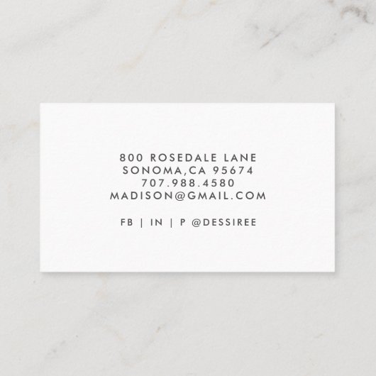 Eenvoudig modern minimalistisch script visitekaartje (Achterkant)