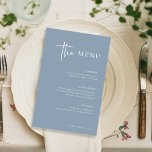 Eenvoudig modern minimalistisch | Stusty Blue Wedd<br><div class="desc">Dit elegante,  stoffige blauwe trouwdiner is eenvoudig en minimalistisch maar zeer stijlvol vanwege het witte moderne handgeschreven script en de schone lay-out.</div>