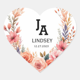 Eenvoudig Modern Minimalistisch Trouwen Klassiek R Hart Sticker