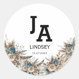Eenvoudig Modern Minimalistisch Trouwfeest Klassie Ronde Sticker