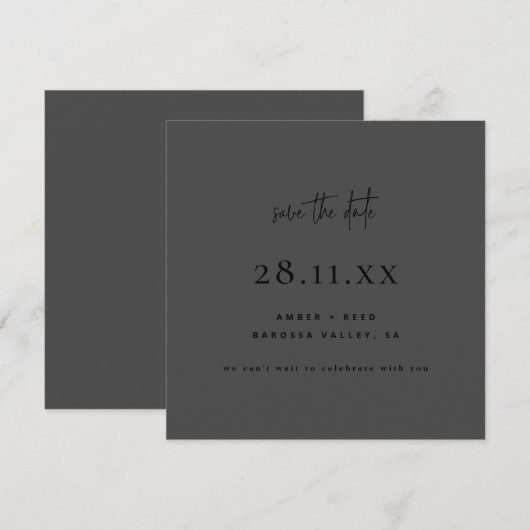 Eenvoudig modern minimalistisch vierkant alles zwa save the date (Voorkant / Achterkant)