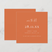 Eenvoudig modern minimalistisch vierkant verbrand  save the date (Voorkant / Achterkant)