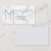 Eenvoudig modern minimalistisch wit marmer monogra visitekaartje (Voorkant / Achterkant)