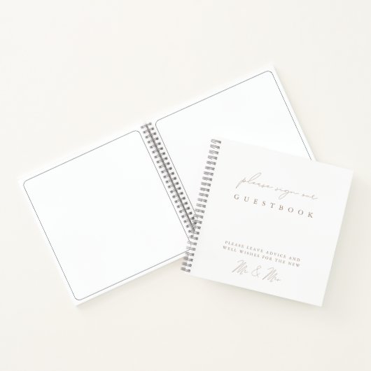 Eenvoudig modern, minimalistisch witbruiloft notitieboek (Binnen)
