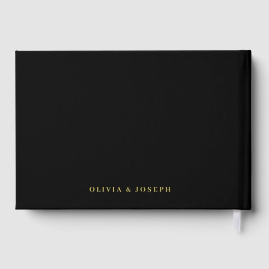 Eenvoudig modern minimalistisch zwart | bruiloftsf gastenboek (Achterkant)