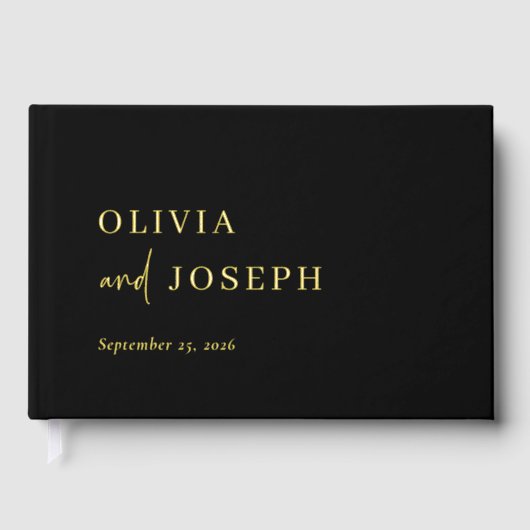 Eenvoudig modern minimalistisch zwart | bruiloftsf gastenboek (Voorkant)