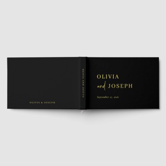 Eenvoudig modern minimalistisch zwart | bruiloftsf gastenboek (Volledig)