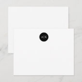 Eenvoudig modern minimalistisch zwart cirkelmonogr notitiekaartje (Voorkant / Achterkant)