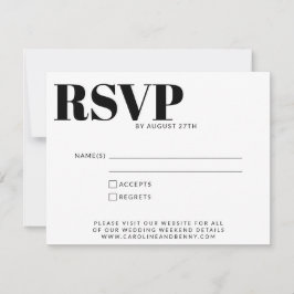 Eenvoudig Modern Minimalistisch Zwart en Wit Detai RSVP Kaartje