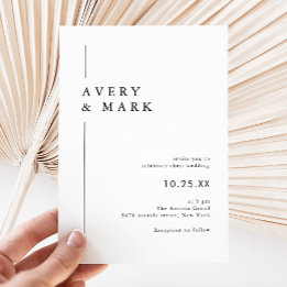 Eenvoudig modern, minimalistisch zwart en wit huwe kaart