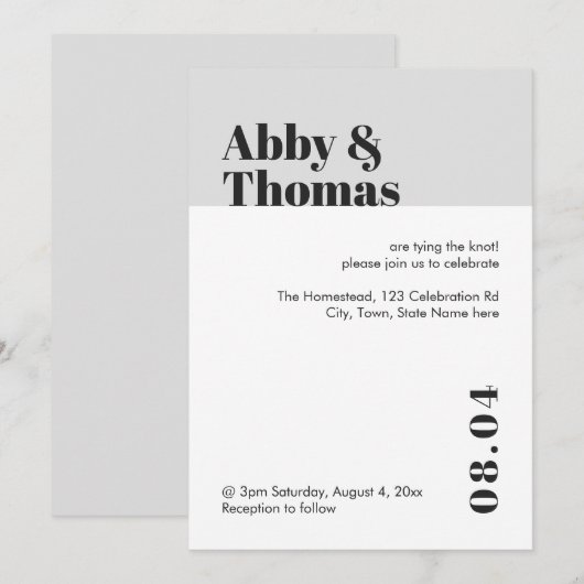 Eenvoudig, modern, minimalistisch zwart, grijs huw kaart (Voorkant / Achterkant)