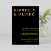 Eenvoudig modern minimalistisch zwart huwelijk folie uitnodiging (Staand Voorkant)