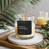 Eenvoudig modern, minimalistisch zwart kaarsenlabe vierkante sticker