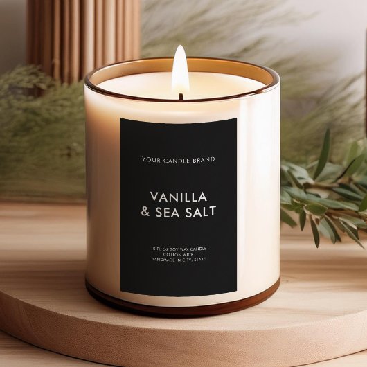 Eenvoudig modern, minimalistisch zwart kaarsenlabe voedselcontainer etiket