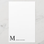 Eenvoudig modern minimalistisch zwart monogram briefpapier (Voorkant)