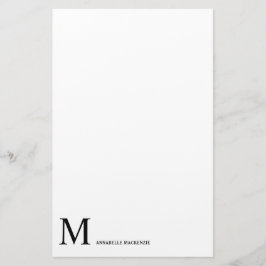Eenvoudig modern minimalistisch zwart monogram briefpapier