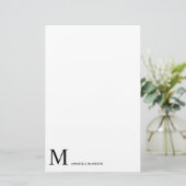 Eenvoudig modern minimalistisch zwart monogram briefpapier (Staand voorkant)