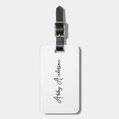 Eenvoudig modern minimalistisch zwart script | Wit Bagagelabel (Voorkant verticaal)