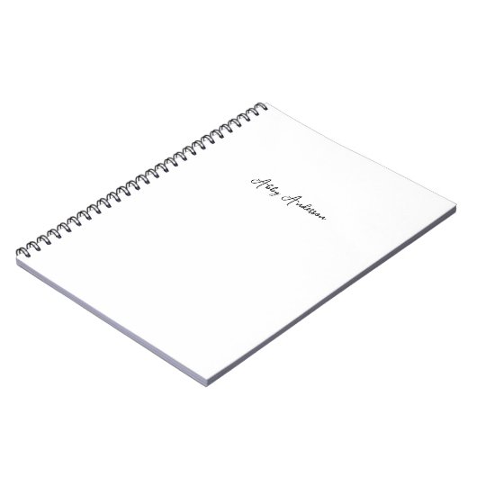 Eenvoudig modern minimalistisch zwart script | Wit Notitieboek (Linkerzijde)