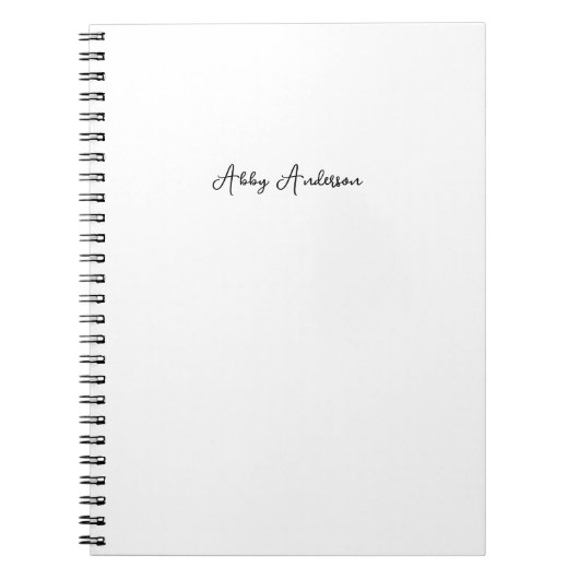 Eenvoudig modern minimalistisch zwart script | Wit Notitieboek (Voorkant)