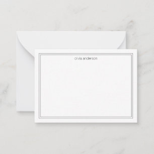 Eenvoudig modern minimalistisch zwart twee-grens m notitiekaartje