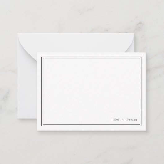 Eenvoudig modern minimalistisch zwart twee-grens m notitiekaartje (Voorkant)