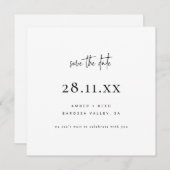 Eenvoudig modern, minimalistisch zwart vierkant sc save the date (Voorkant / Achterkant)