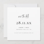 Eenvoudig modern, minimalistisch zwart vierkant sc save the date (Voorkant)
