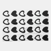 Eenvoudig modern, minimalistisch zwart-wit hart theedoek (Horizontaal)