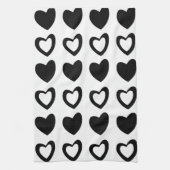 Eenvoudig modern, minimalistisch zwart-wit hart theedoek (Verticaal)