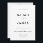 Eenvoudig modern minimalistisch zwart-wit huwelijk kaart<br><div class="desc">Eenvoudige moderne minimalistische uitnodiging voor een zwart-wit huwelijk. Pas alle tekst en kleuren in deze elegante trouwuitnodiging aan.</div>