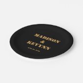 Eenvoudig Modern Minimalistisch | Zwarte en Gouden Papieren Bordje (Gekanteld)