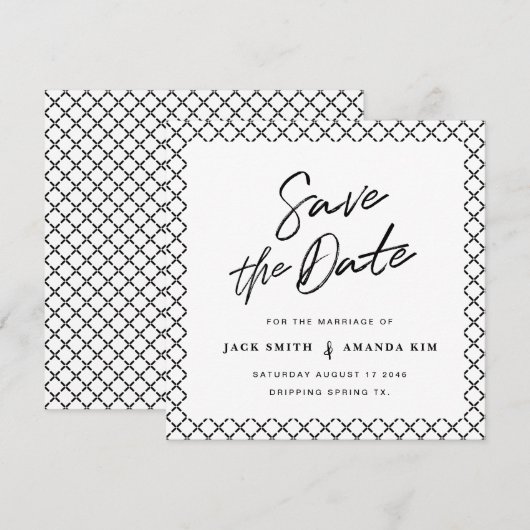 Eenvoudig Modern Minimum Script Wedding slaat de d Save The Date (Voorkant / Achterkant)