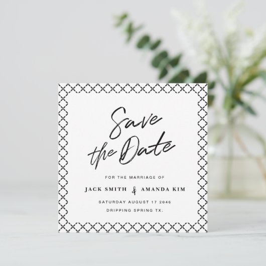 Eenvoudig Modern Minimum Script Wedding slaat de d Save The Date (Staand voorkant)