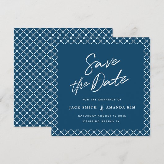 Eenvoudig Modern Minimum Script Wedding slaat de d Save The Date (Voorkant / Achterkant)