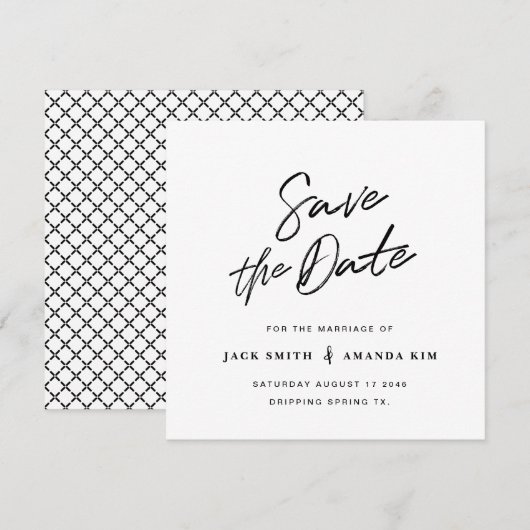 Eenvoudig Modern Minimum Script Wedding slaat de d Save The Date (Voorkant / Achterkant)
