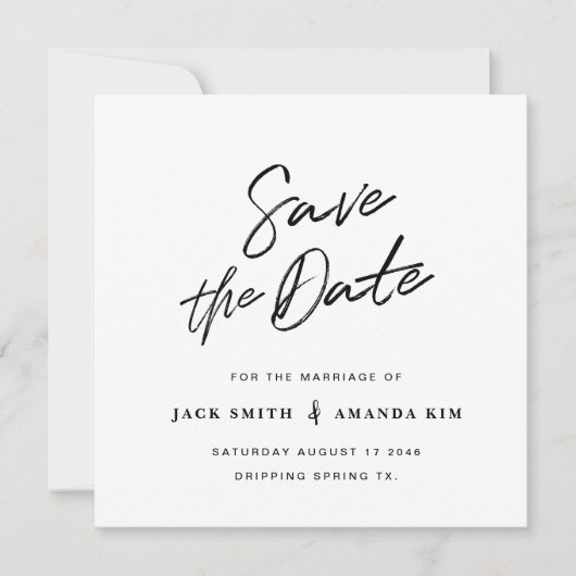 Eenvoudig Modern Minimum Script Wedding slaat de d Save The Date (Voorkant)