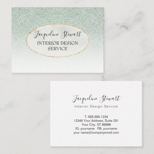 Eenvoudig modern, Mint Elegant Retro Professional Visitekaartje (Voorkant / Achterkant)
