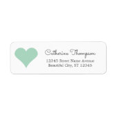 Eenvoudig Modern Mint Groen Hart Girly Script Naam Etiket (Voorkant)