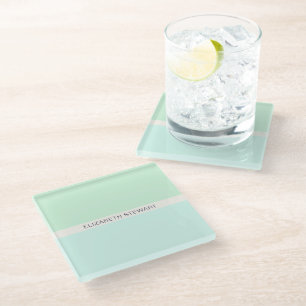 Eenvoudig Modern Mintgroen en Aqua Glazen Onderzetter