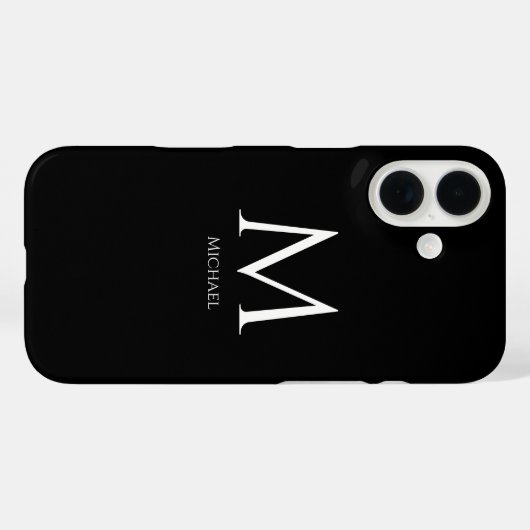Eenvoudig modern Monogram Case-Mate iPhone Case (Achterkant (horizontaal))