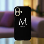 Eenvoudig modern Monogram iPhone 16 Hoesje<br><div class="desc">Deze iPhone 16 hoesje combineert eenvoud en moderne esthetiek voor een strakke, verfijnde look. Het ontwerp is gemaakt voor degenen die ingetogen elegantie waarderen en beschikt over een minimalistisch monogram in een schoon, eigentijds lettertype, waarbij de voornaam netjes onder het monogram wordt weergegeven. De lay-out zorgt voor een stijlvolle persoonlijke...</div>