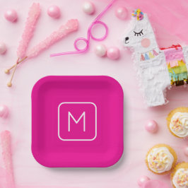 Eenvoudig & Modern Monogram Eerste Letter | Roze & Papieren Bordje