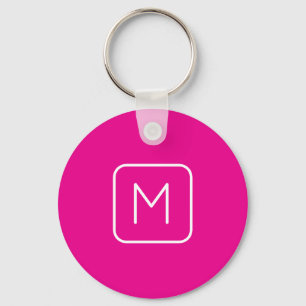Eenvoudig & Modern Monogram Eerste Letter Roze & Sleutelhanger