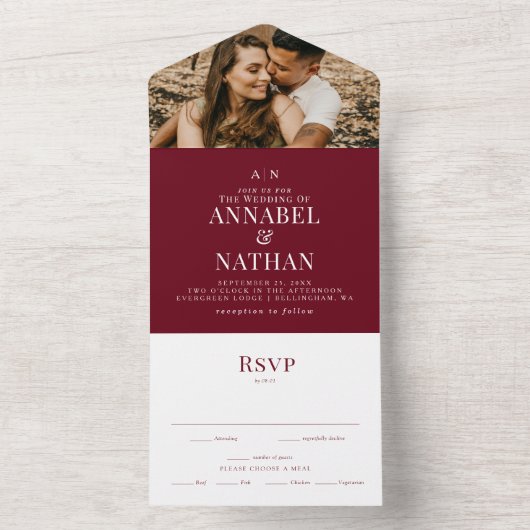 Eenvoudig modern monogram en foto's met interpolat all in one uitnodiging (Binnen)