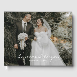 Eenvoudig Modern Monogram Foto bruiloft gastenboek
