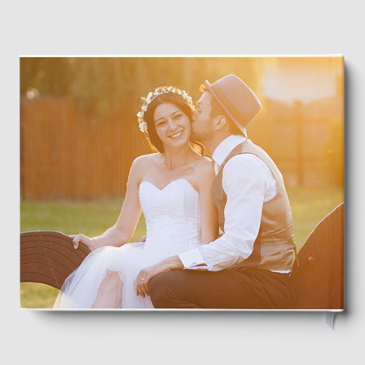 Eenvoudig Modern Monogram Foto bruiloft gastenboek (Achterkant)