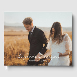 Eenvoudig Modern Monogram Foto bruiloft gastenboek