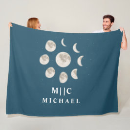 Eenvoudig modern monogram gepersonaliseerd fleece deken