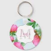Eenvoudig modern monogram gepersonaliseerd sleutelhanger (Voorkant)